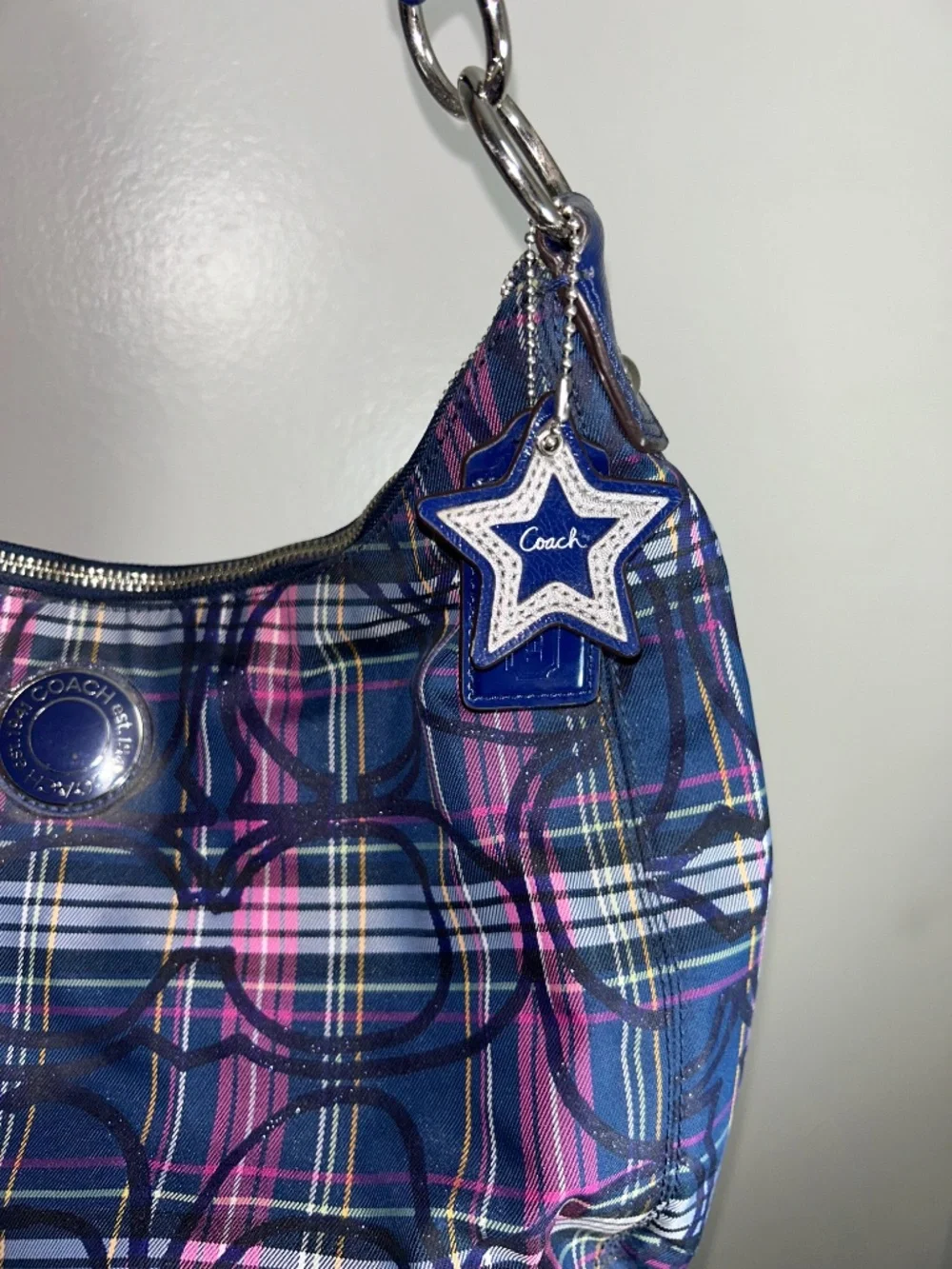 Y2K Coach Ashley Tartan Plaid Hobo Bag F20118 W/ Wallet & Extra Strap